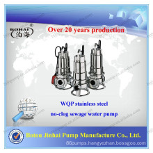 WQP stainless steel 304 sewage non clog submersible water pump